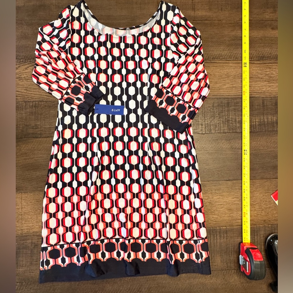 Kohl's Women's Bold Patterned Midi Dress - Red, Navy, White